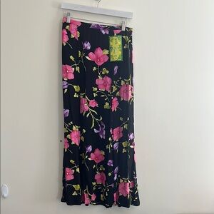 Vintage Key Lime Pie Maxi‎ Skirt Tulip Floral M Deadstock Dark Romantic y2K 90s